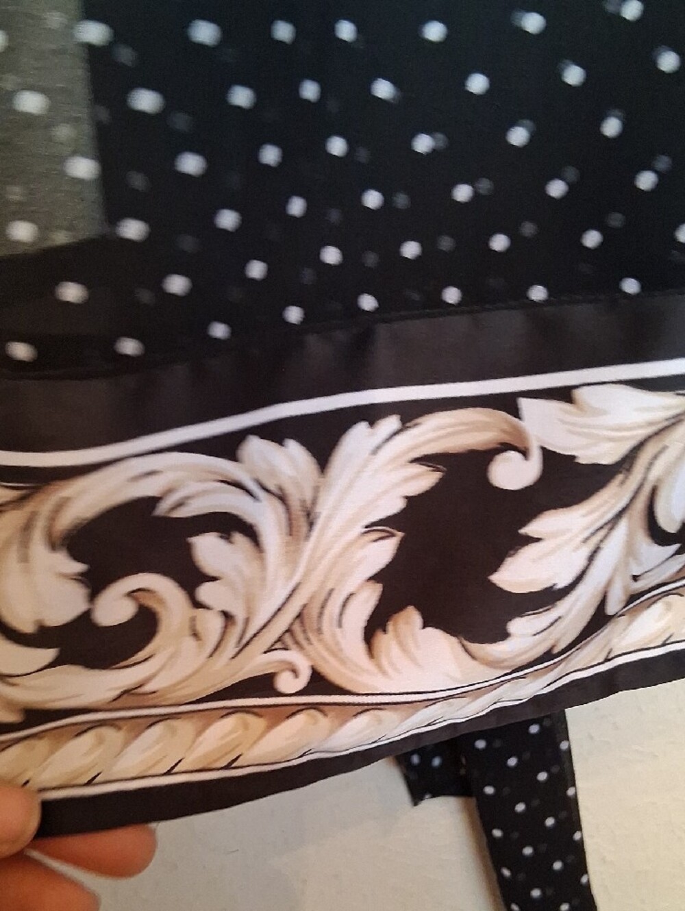 White House Black Market Black Polka Dot Midi Dress with Border Print - Picture 8 of 8